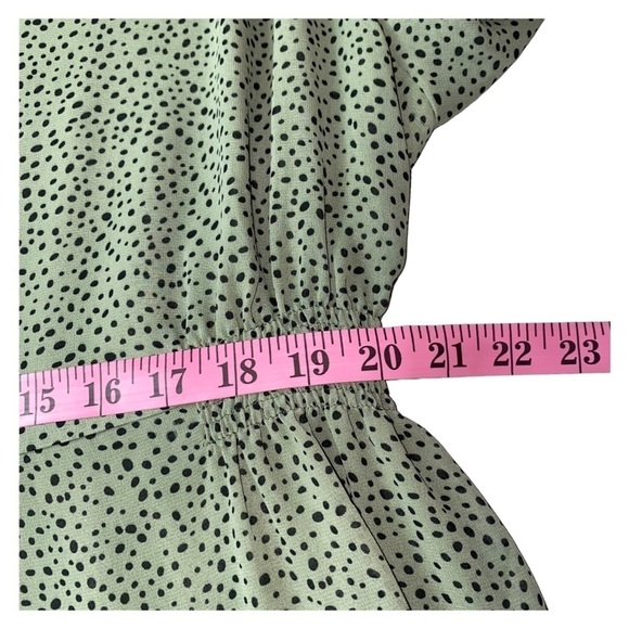 Ellos Plus Size Midi length long sleeve sage green w/black‎ dots print dress - Picture 8 of 9